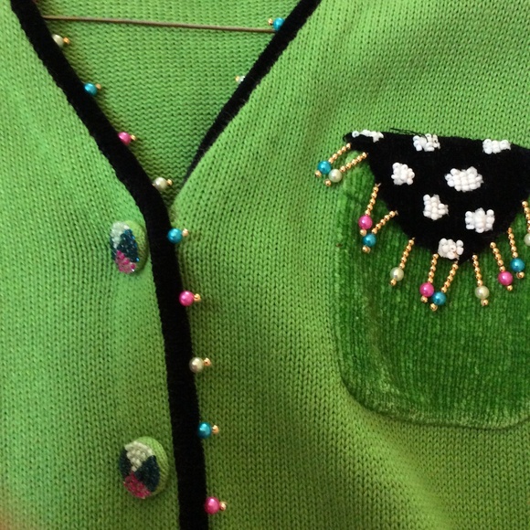 Just B Green Cardigan Beaded Cardigan Sweater - Picture 5 of 5